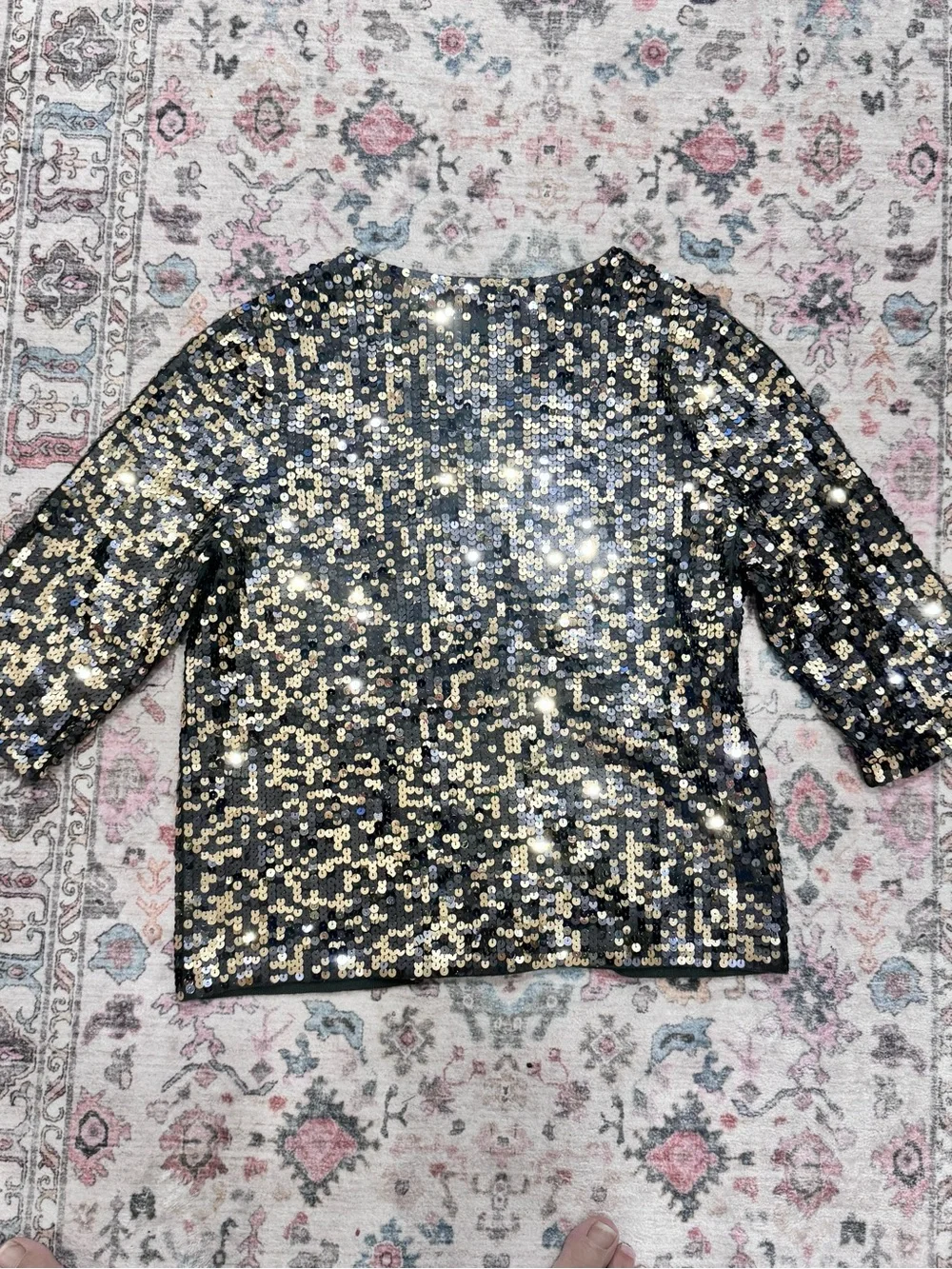 525 America Women's Gold and Olive Green Sequin Cardigan Sz M